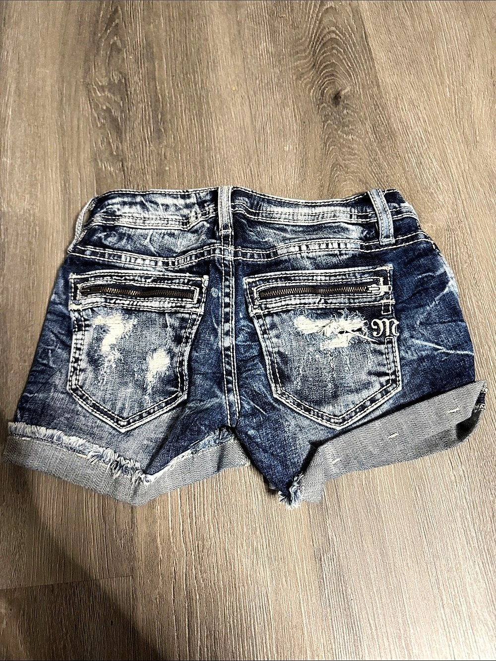 Miss Me Denim Jean Shorts Blue Waist 23 - Picture 2 of 3